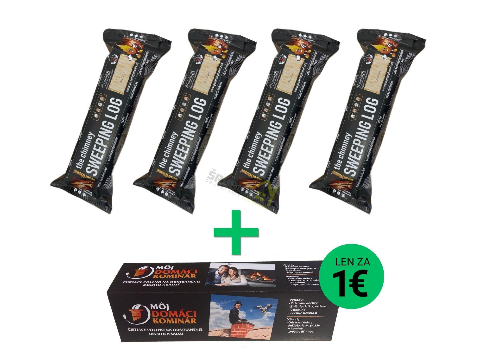Zvýhodnený balík 4× Čistič komína CCL + čistiace poleno za 1 €